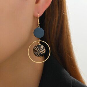 Gold and Blue Dangle Earrings